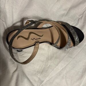 Nina Women's Glittering Black and Silver Heels